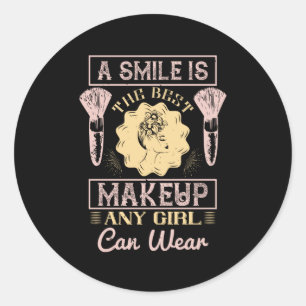 Sticker Rond Maquillage - Un Sourire Est Le Meilleur Maquillage