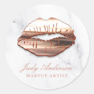 Sticker Rond Maquilleur rose de regard de marbre de lèvres de