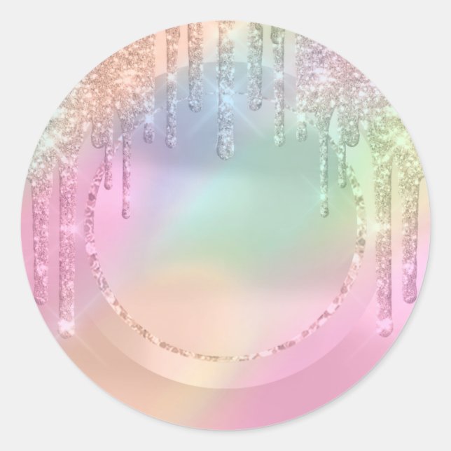Sticker Rond Maquilleuse  Drips Rose Paillettes Sweet 16th (Devant)