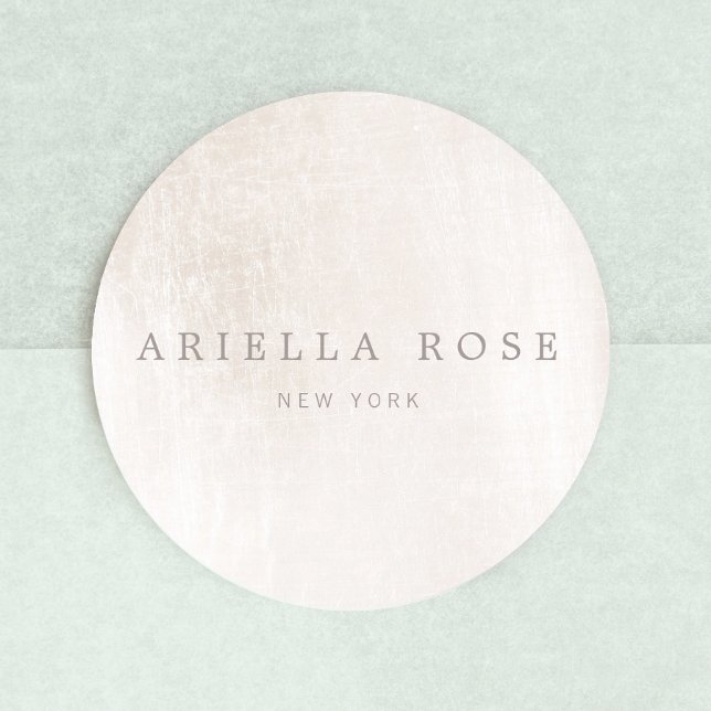 Sticker Rond Marbre blanc brossé simple et élégant professionne (Créateur téléchargé)