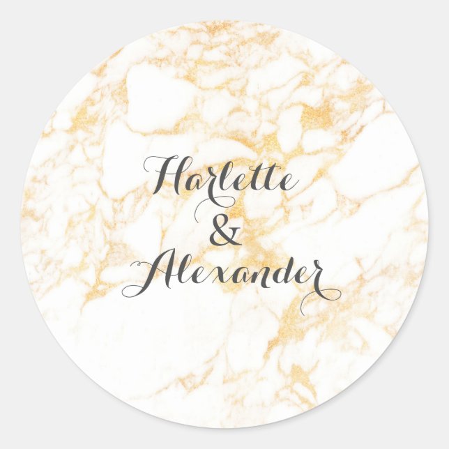 Sticker Rond Marbre blanc et or (Devant)