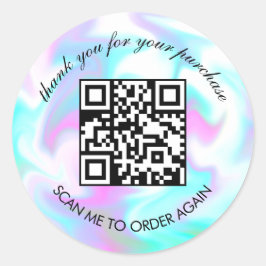 Sticker Rond Marbre d'Eau Merci Code QR Boutique Entreprise