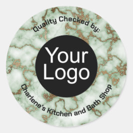 Sticker Rond Marbre d'or Faux Green