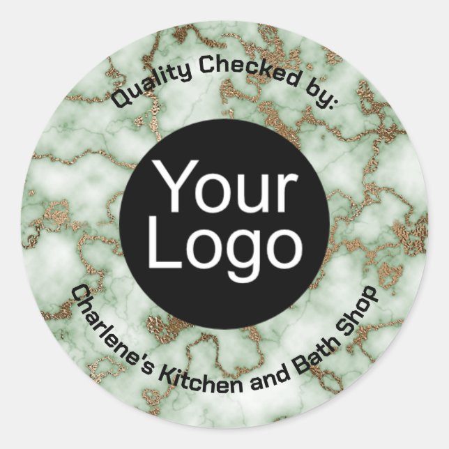 Sticker Rond Marbre d'or Faux Green (Devant)