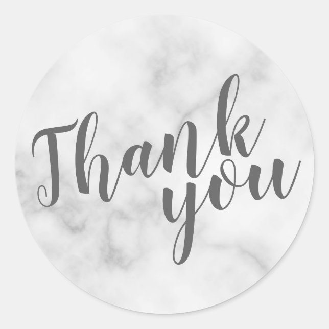 Sticker Rond Marbre élégant classe mariage Favoriser vous Merci (Devant)