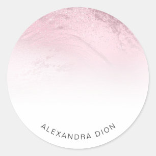 Sticker Rond Marbre élégant minimal rose or pailleté