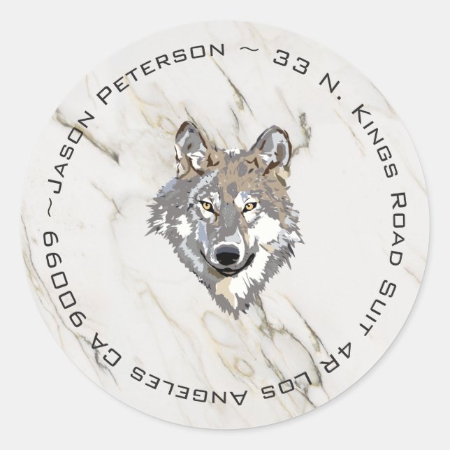 Sticker Rond Marbre Et Loup Beige (Devant)