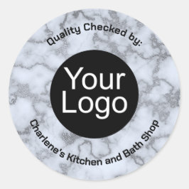 Sticker Rond Marbre gris argent Faux