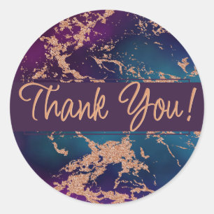 Sticker Rond Marbre Moody Luxe   Violet foncé et sarcelle Merci