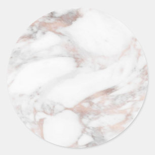 Sticker Rond Marbre or rose Blank Moderne Élégant Modèle