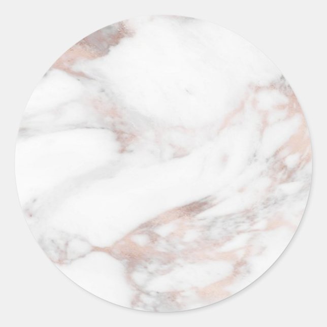 Sticker Rond Marbre personnalisé Rosegold Moderne Élégant Vide (Devant)