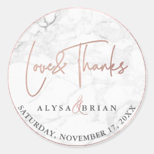 Sticker Rond Marbre PixDezine/Faux Rose Gold Love+Thanks