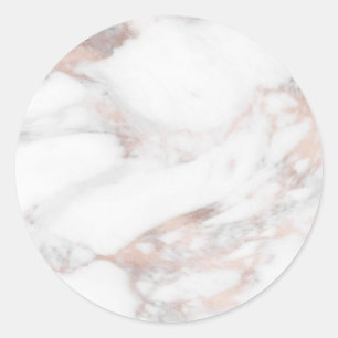 Sticker Rond Marbre Rosé Doré Moderne Élégant Vierge