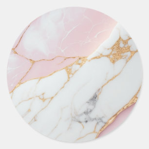 Sticker Rond Marbre rose et or élégant