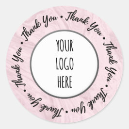 Sticker Rond Marbre rose Merci