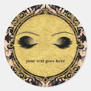 Sticker Rond Marbre rose Swirl Glam Gold Maquillage Eyelashes F