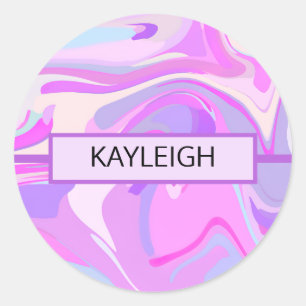 Sticker Rond Marbré rose violet Turquoise