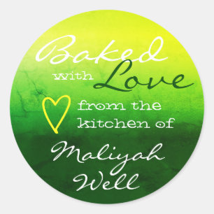 Sticker Rond Marbre vert Jaune nature cuite au coeur de l'amour