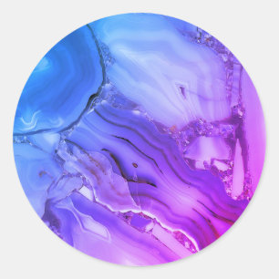 Sticker Rond Marbre Violet Exotique 