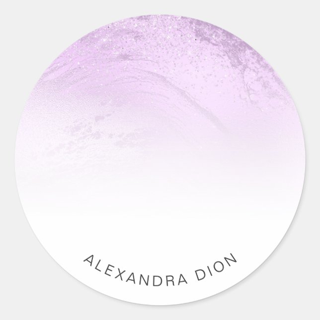 Sticker Rond Marbre violet pailleté moderne minimal élégant (Devant)