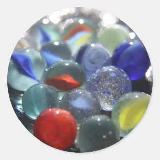 Sticker Rond Marbres de verre marin