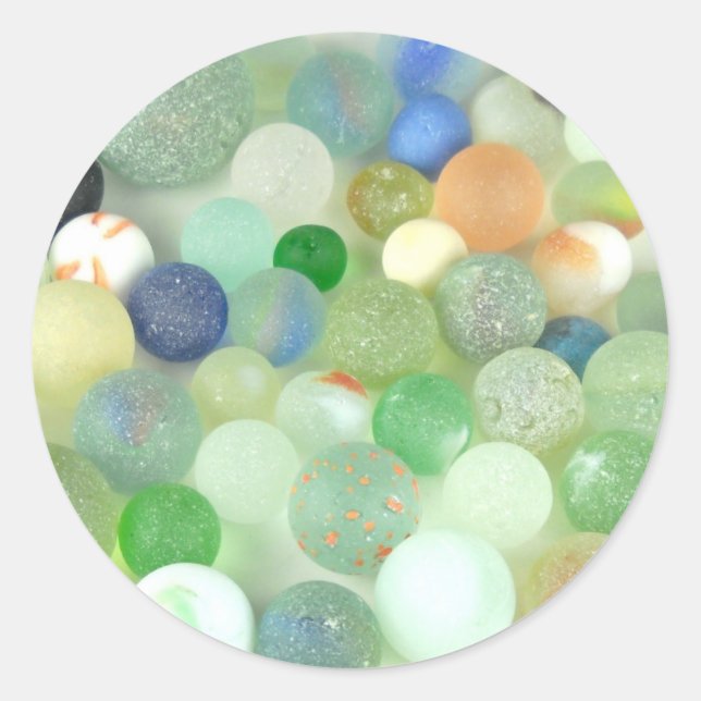 Sticker Rond Marbres de verre marin (Devant)
