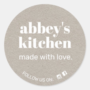 Sticker Rond Marchandises faites maison Ajouter votre logo Gris