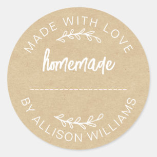 Sticker Rond Marchandises faites maison Confiture Cookies Kraft