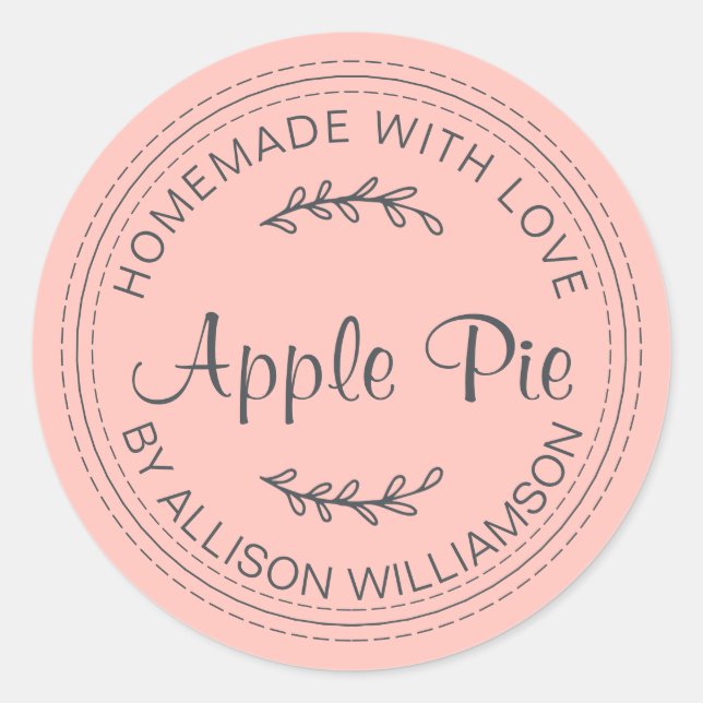 Sticker Rond Marchandises Rustiques faites maison au four Pomme (Devant)