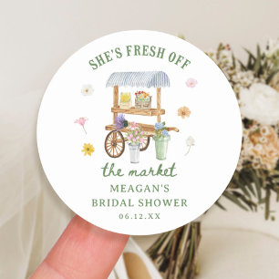 Sticker Rond Marché aux Fleurs Frais du Marché Baby Shower