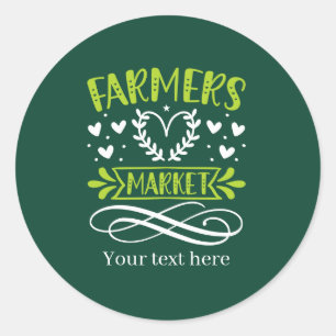Sticker Rond Marché de fermiers mignon ajouter du texte 