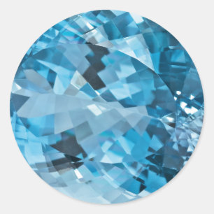 Sticker Rond Marche de l'Aquamarre de Gemstone bleu clair