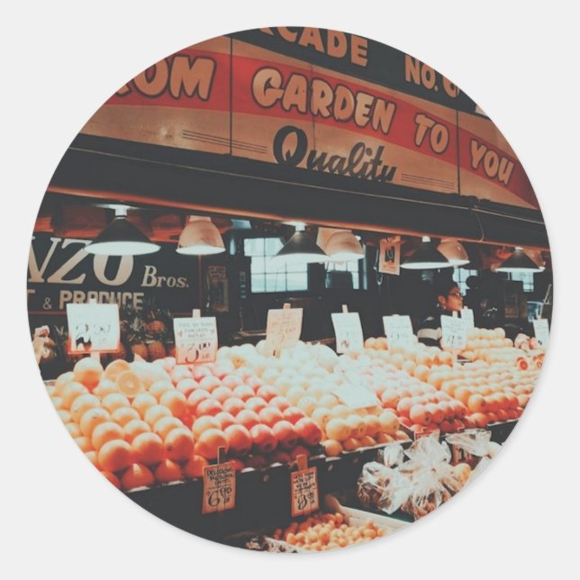 Sticker Rond Marché de Pike Place (Devant)