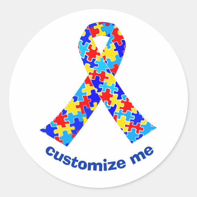 Sticker Rond Marche de ruban de Sensibilisation sur l'autisme p (Devant)