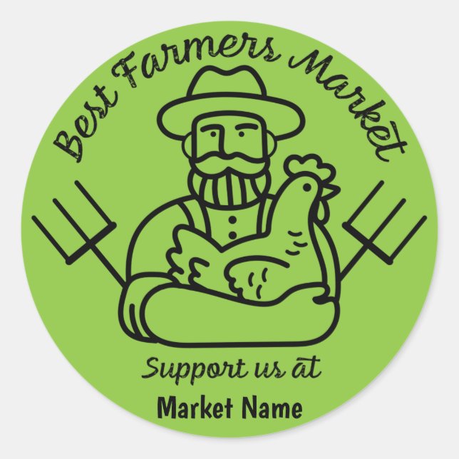 Sticker Rond Marché des agriculteurs locaux (Devant)