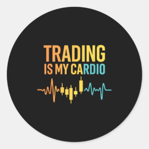 Sticker Rond Marché drôle pour papa trader, citations de tradin