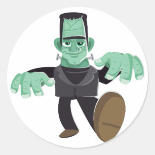 Sticker Rond Marche du monstre de Frankenstein de sourire