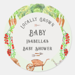 Sticker Rond Marché fermier Baby Shower Bébé cultivé localement