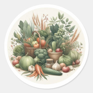 Sticker Rond Marché fermier de bébé rustique de produits locaux