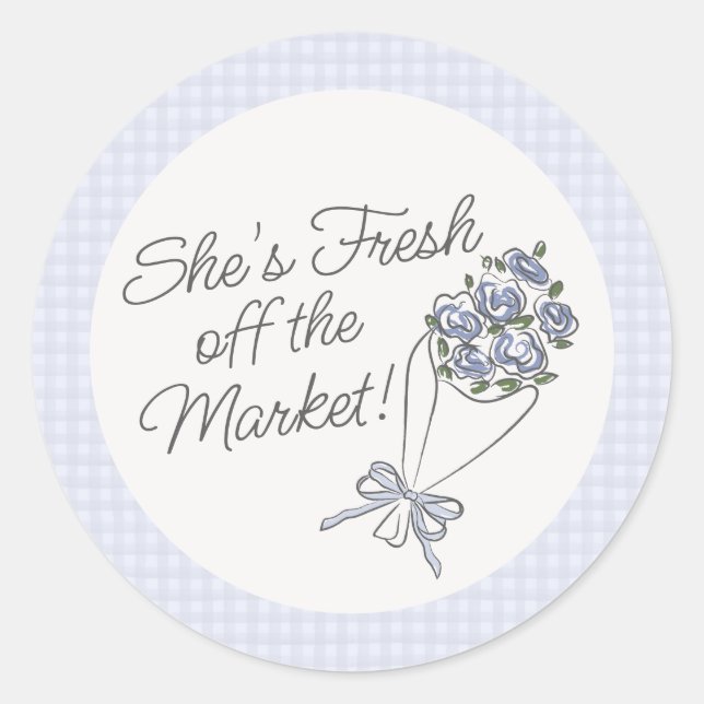 Sticker Rond Marché Fleur Bleue Rafraîchissement Floral Lavage  (Devant)