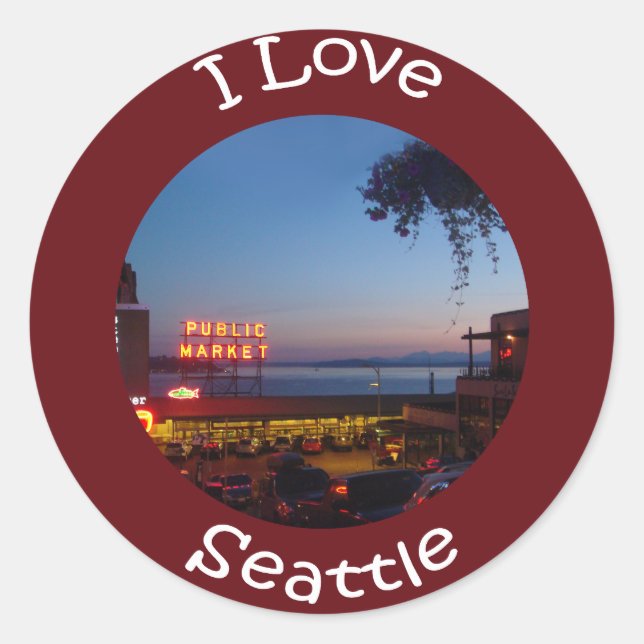 Sticker Rond Marché Pikes Place (Devant)