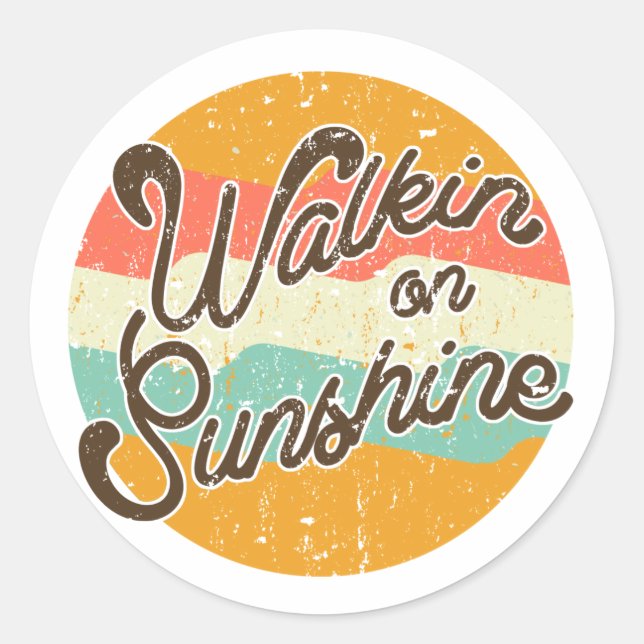 Sticker Rond Marche sur Sunshine Retro (Devant)