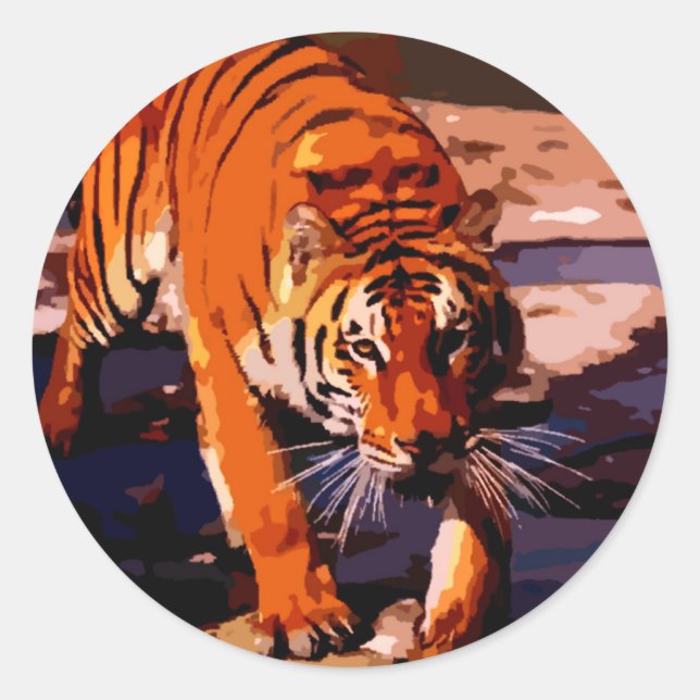 Sticker Rond Marcher Tigre (Devant)