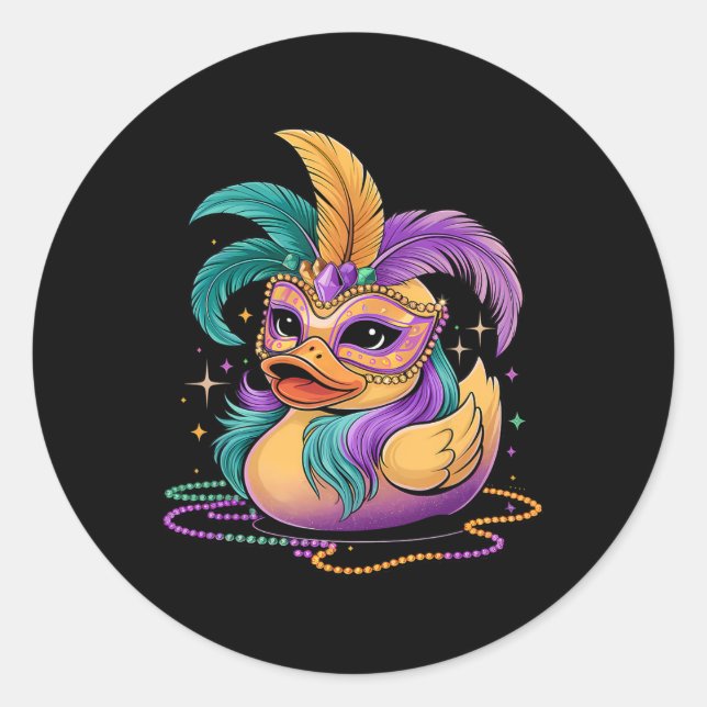 Sticker Rond Mardi Gras Caoutchouc Canard Costume de fête Masqu (Devant)