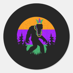 Sticker Rond Mardi Gras Carnaval Bigfoot New Orleans Cajun Fest