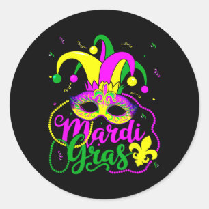 Sticker Rond Mardi Gras Carnival perles Masque Casquette de plu