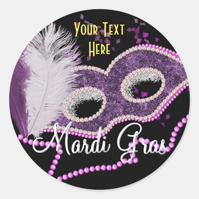 Sticker Rond Mardi Gras Célébration Fancy Mask Party (Devant)