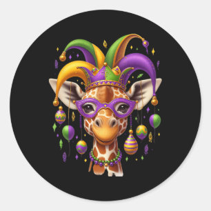 Sticker Rond Mardi Gras Giraffe