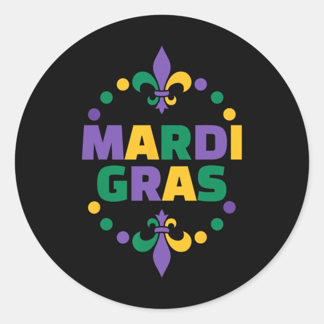 Sticker Rond Mardi Gras Joyeux Carnaval de Mardi Gras (Devant)