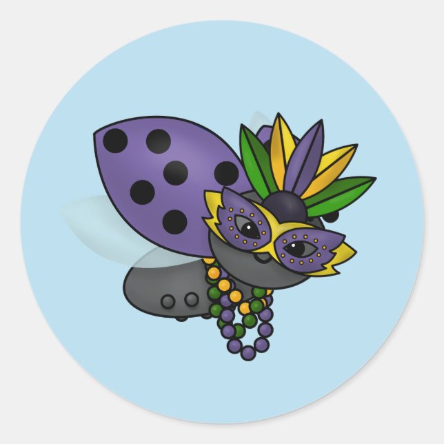 Sticker Rond Mardi Gras Ladybug (Devant)